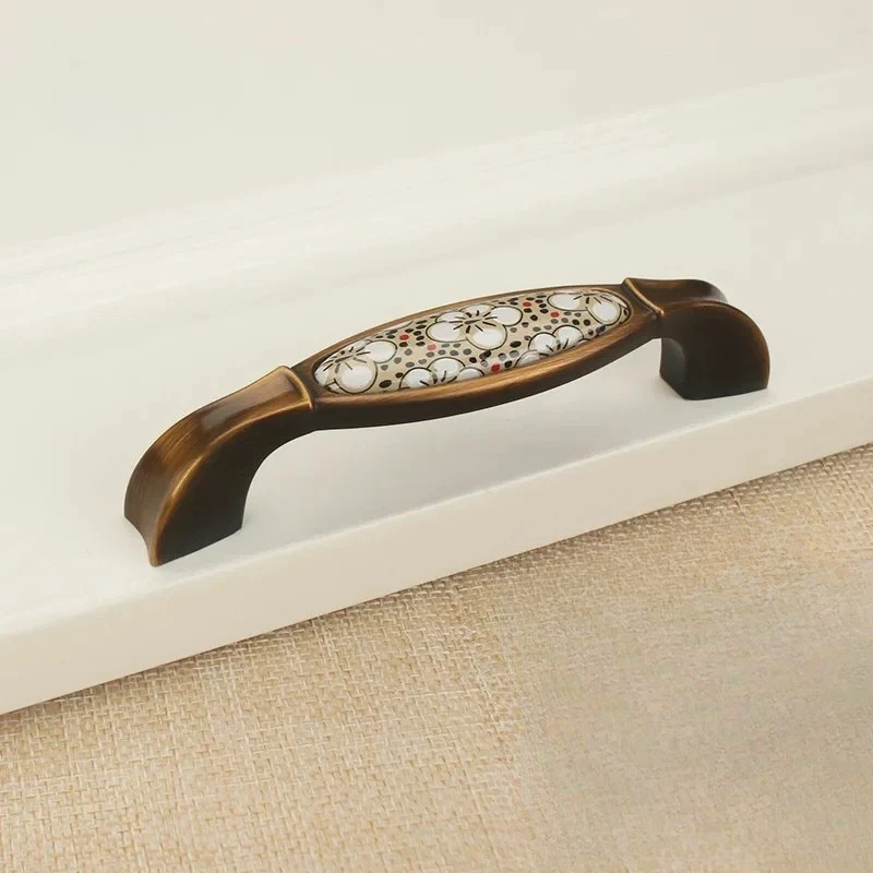Antique Bronze Ceramic Cabinet Handles Vintage Drawer Knobs Door Pulls by Bowlift