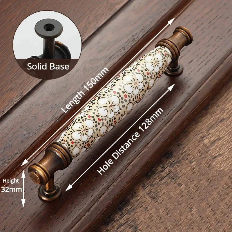 Antique Bronze Ceramic Cabinet Handles Vintage Drawer Knobs Door Pulls by Bowlift