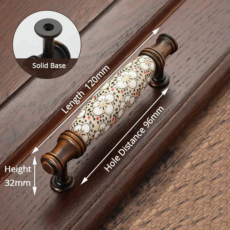 Antique Bronze Ceramic Cabinet Handles Vintage Drawer Knobs Door Pulls by Bowlift