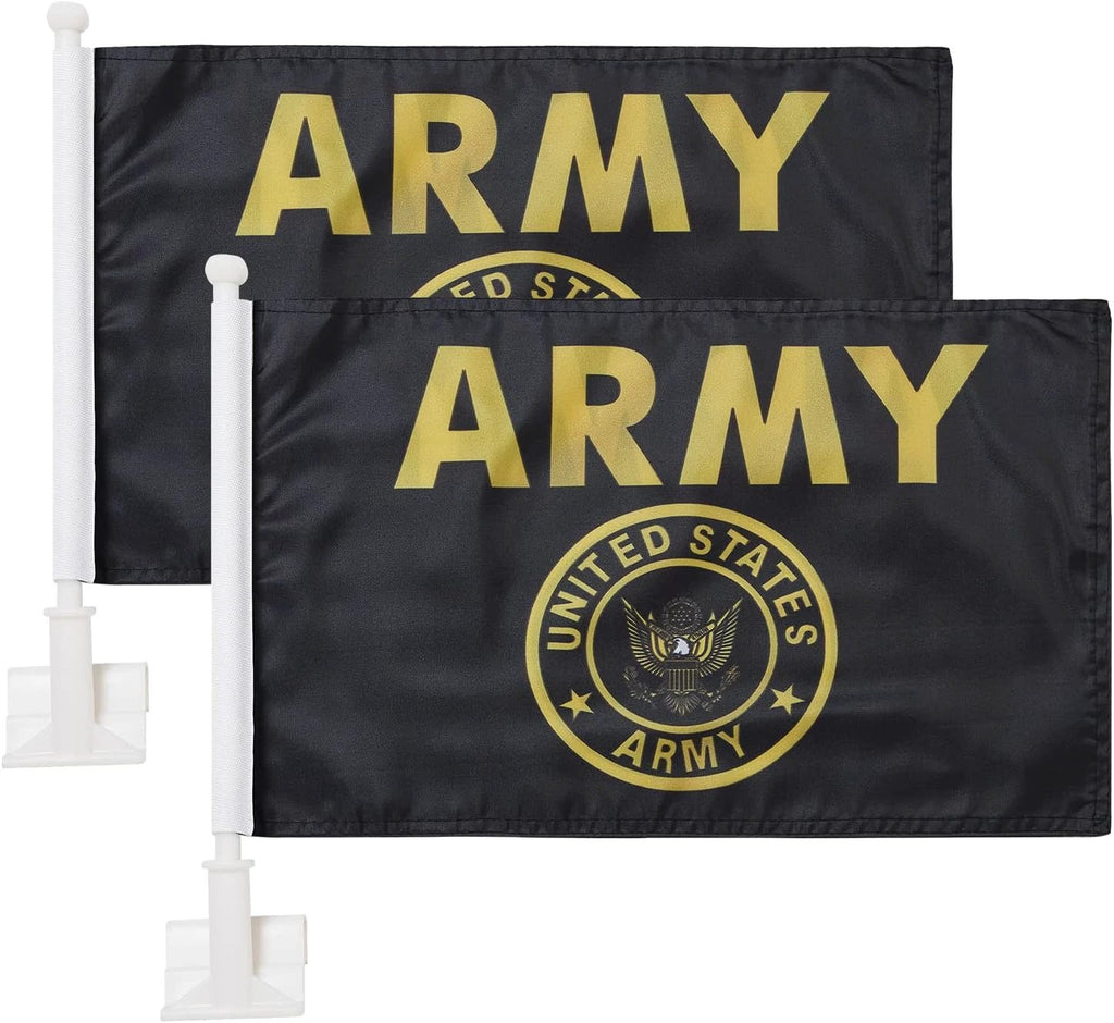 US Army Flag Car Window Flag of United States Army 11X18 Inch(28x46cm) 100% Polyester, Strong White Flagpole by flagsshop