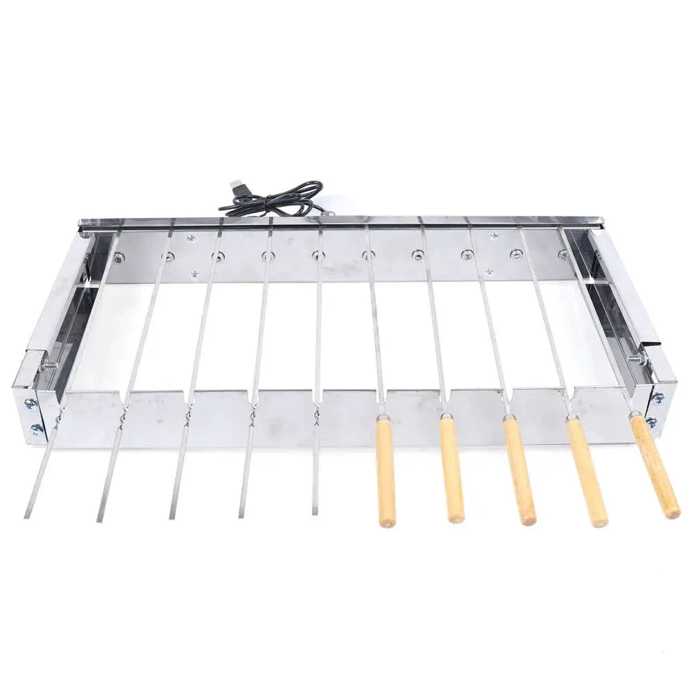 Automatic Rotating Rotisserie Stainless Steel BBQ Grill Skewers Set by Bowlift