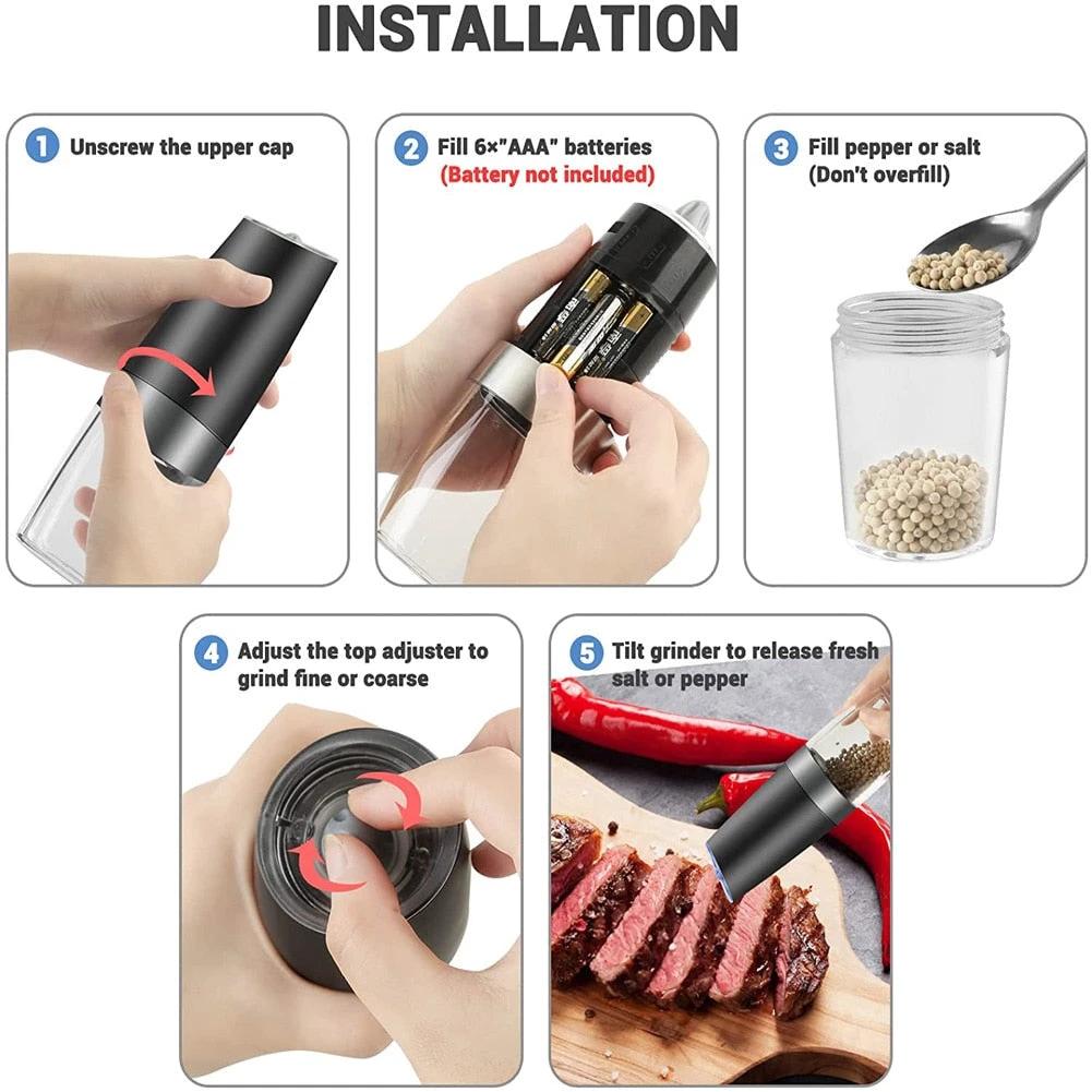 Automatic Spice Grinder Mill Adjustable Grinder with LED Light by Bowlift