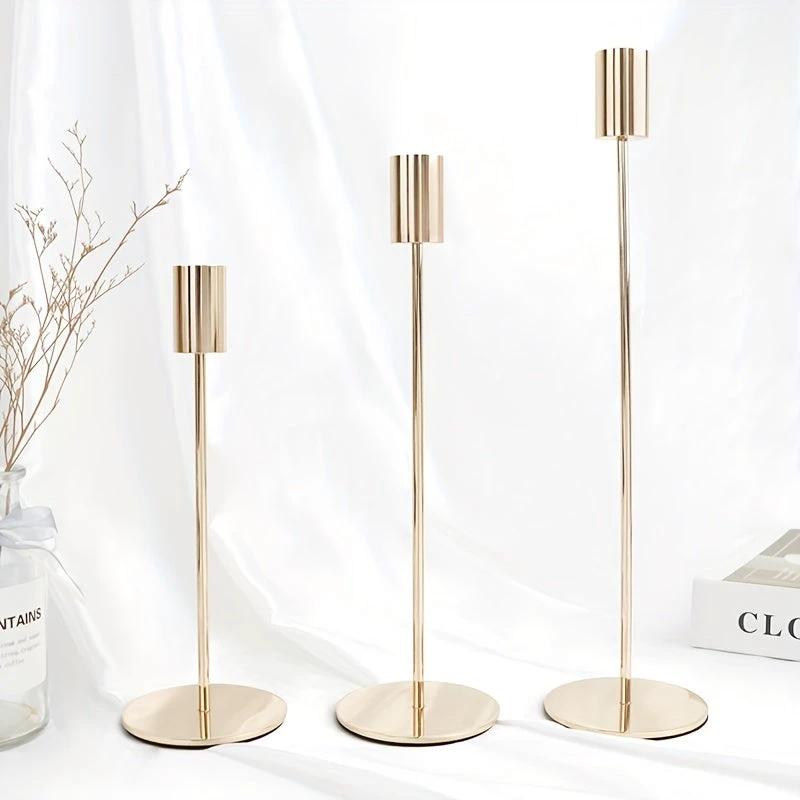 ElegantGleam | 3-piece metal candle holder set for the table Bowlift by Bowlift
