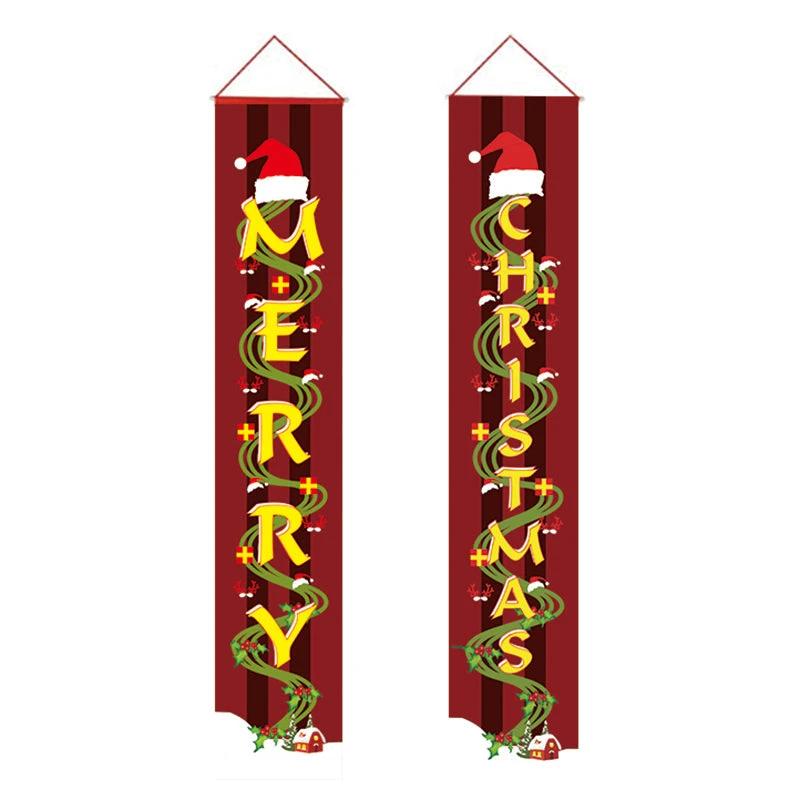 Merry Christmas Banners, Christmas Decorations, Front Door Merry Christmas Porch Banners Red Porch Sign Hanging Xmas Decorations for Home Wall Indoor Outdoor Holiday Party Decor by flagsshop