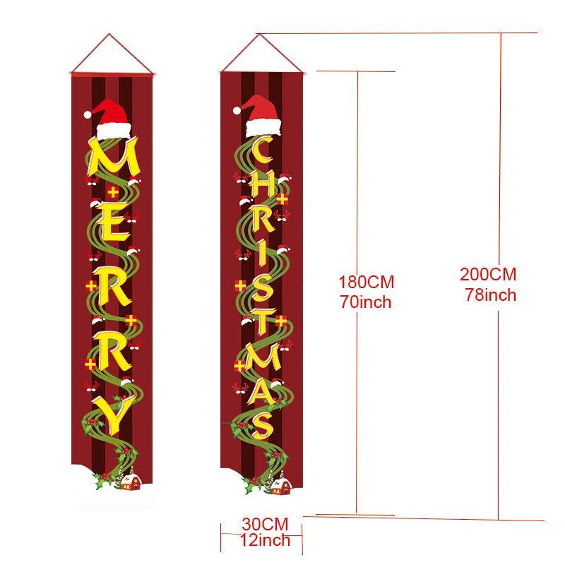 Merry Christmas Banners, Christmas Decorations, Front Door Merry Christmas Porch Banners Red Porch Sign Hanging Xmas Decorations for Home Wall Indoor Outdoor Holiday Party Decor by flagsshop