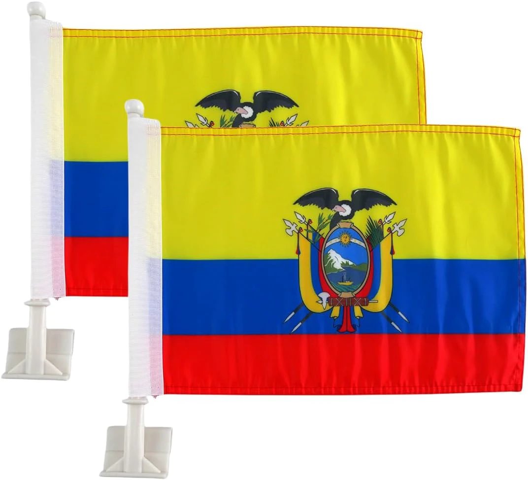 Car Window Flag of Grenada 11X18 Inch(28x46cm) 100% Polyester, Strong White Flagpole by flagsshop