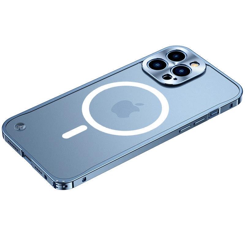 Magnetic phone case for iPhone with metal frame by Bowlift