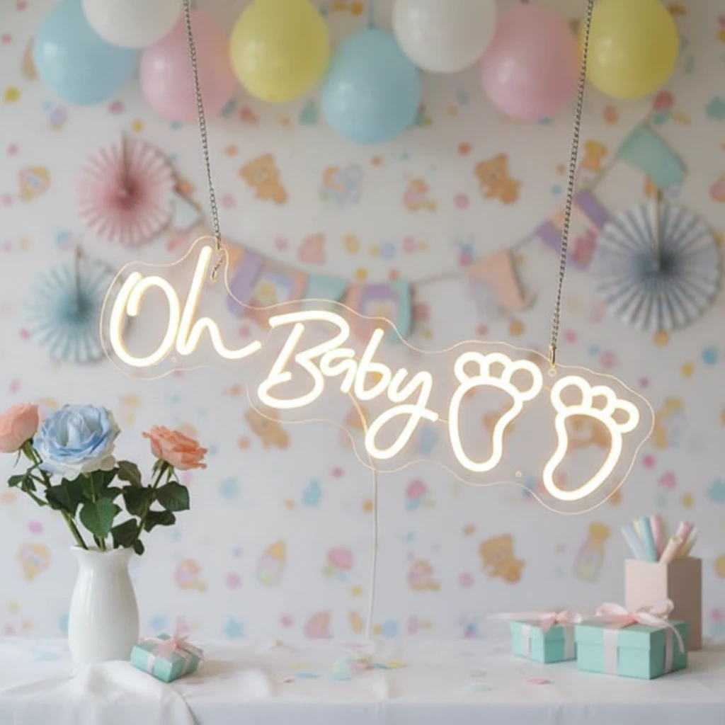 Oh Baby Neon Sign Custom Baby Shower Sign by Neonchics
