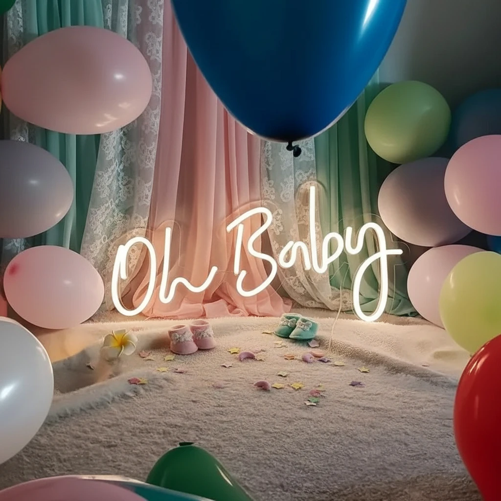 Oh Baby Neon Sign for Baby Shower Decoration by Neonchics