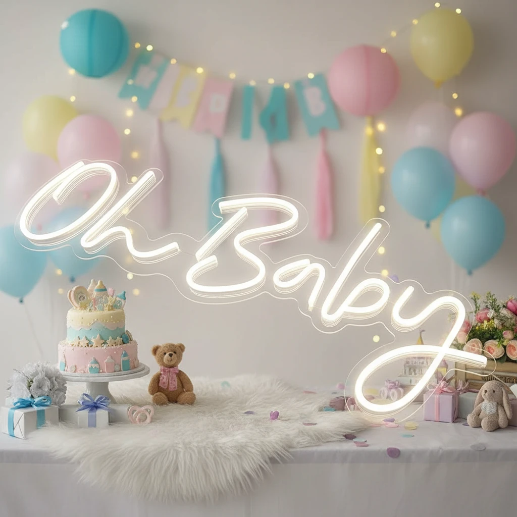 Oh Baby Neon Sign for Baby Shower Party Decor by Neonchics