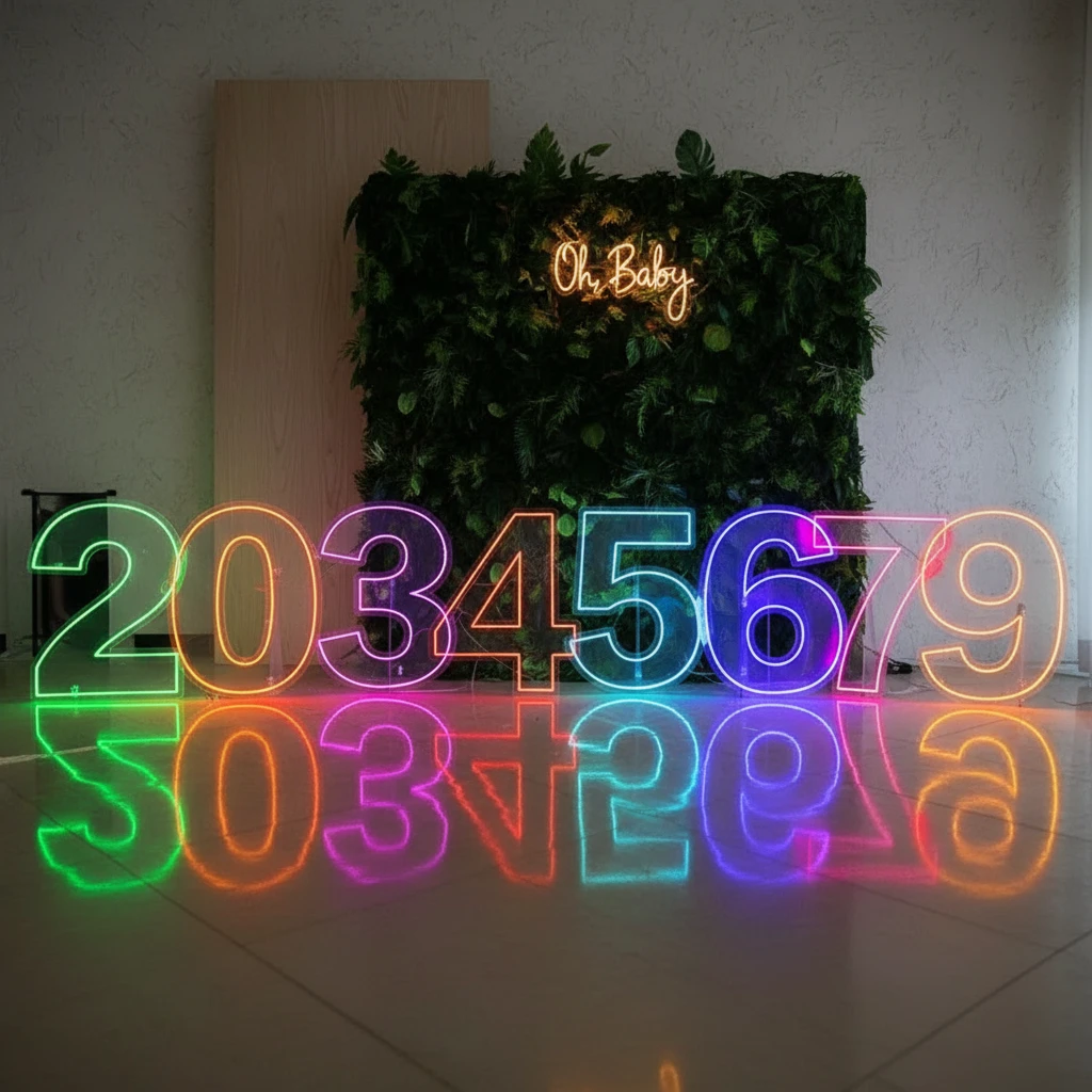0 to 9 Number LED Neon Sign Wall Letters Light Party Decoration by Neonchics