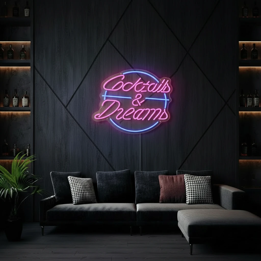 Cocktails And Dreams Neon Sign Bar Decor Neon Sign by Neonchics