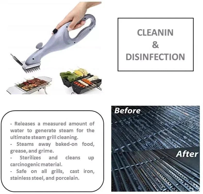 Barbecue Grill Outdoor Steam Cleaning Brush BBQ Cleaner Charcoal Scraper by Bowlift