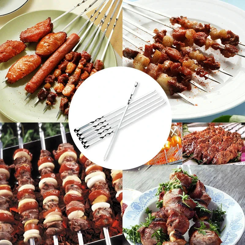 Barbecue Meat String Skewers Chunks Of Meat Stainless Steel Stick by Bowlift
