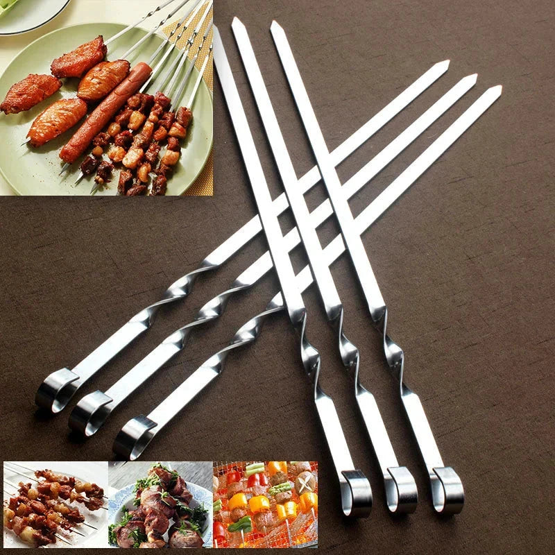 Barbecue Meat String Skewers Chunks Of Meat Stainless Steel Stick by Bowlift