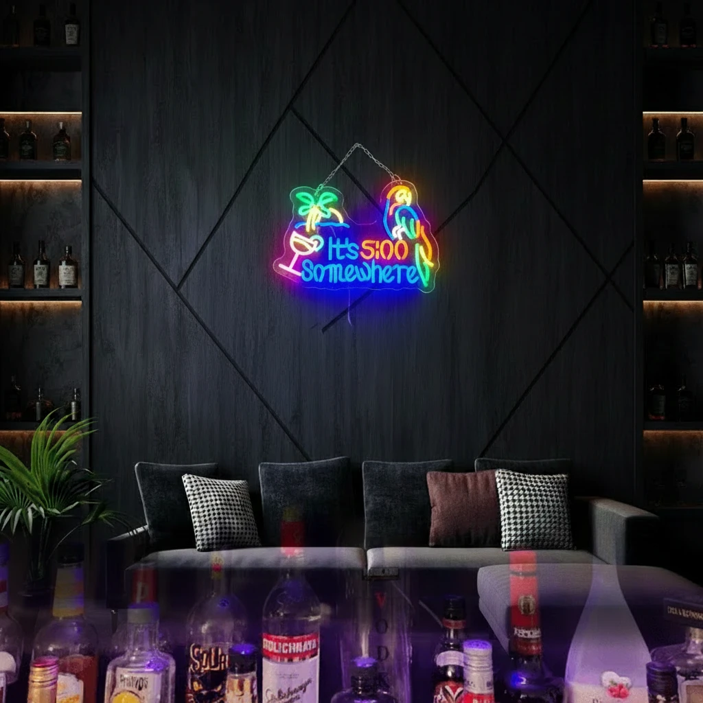 It's 5 O'clock Somewhere Neon Sign Tiki Bar Neon Light by Neonchics