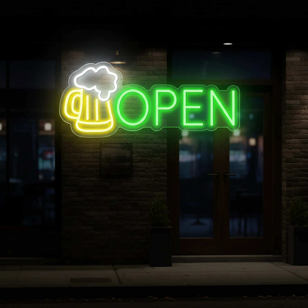 Beer Bar Open Led Light Sign Shop Decor Wall Art Sign by Neonchics