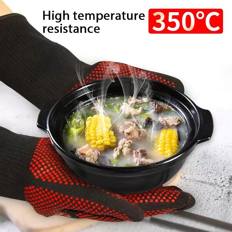 BBQ Gloves Heat Resistant Barbecue Grill Glove Oven Mitts Oven Gloves by Bowlift