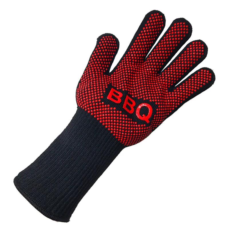 BBQ Gloves Heat Resistant Barbecue Grill Glove Oven Mitts Oven Gloves by Bowlift