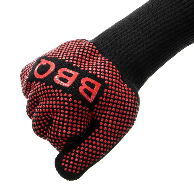 BBQ Gloves Heat Resistant Barbecue Grill Glove Oven Mitts Oven Gloves by Bowlift