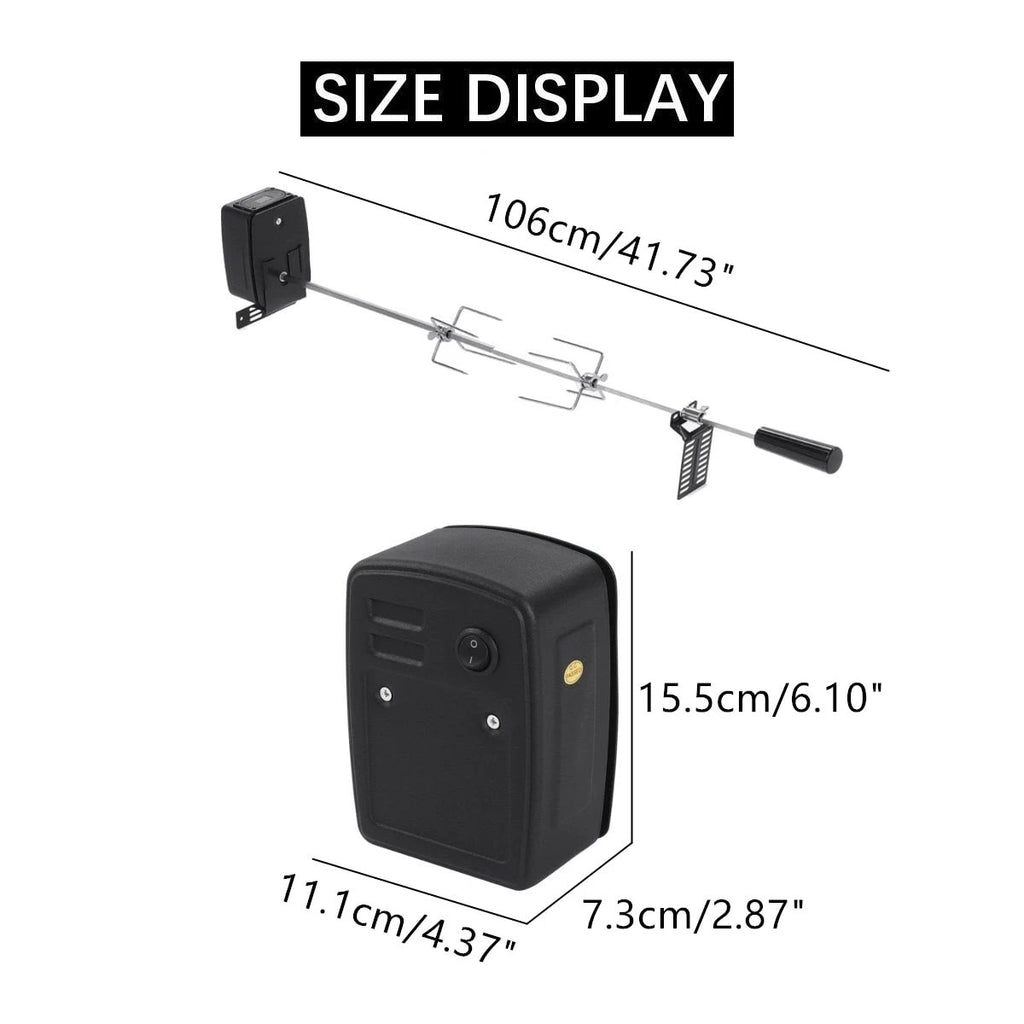 BBQ Grill Motor Meat Forks Set Automatic Spit Rod Rotisserie Kit by Bowlift