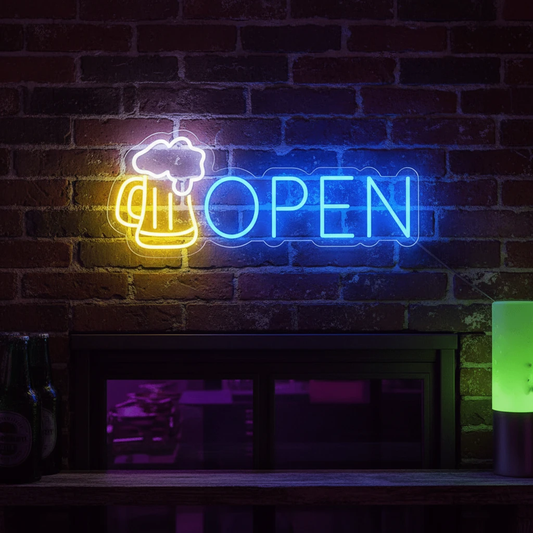 Beer Bar Open Led Light Sign Shop Decor Wall Art Sign by Neonchics