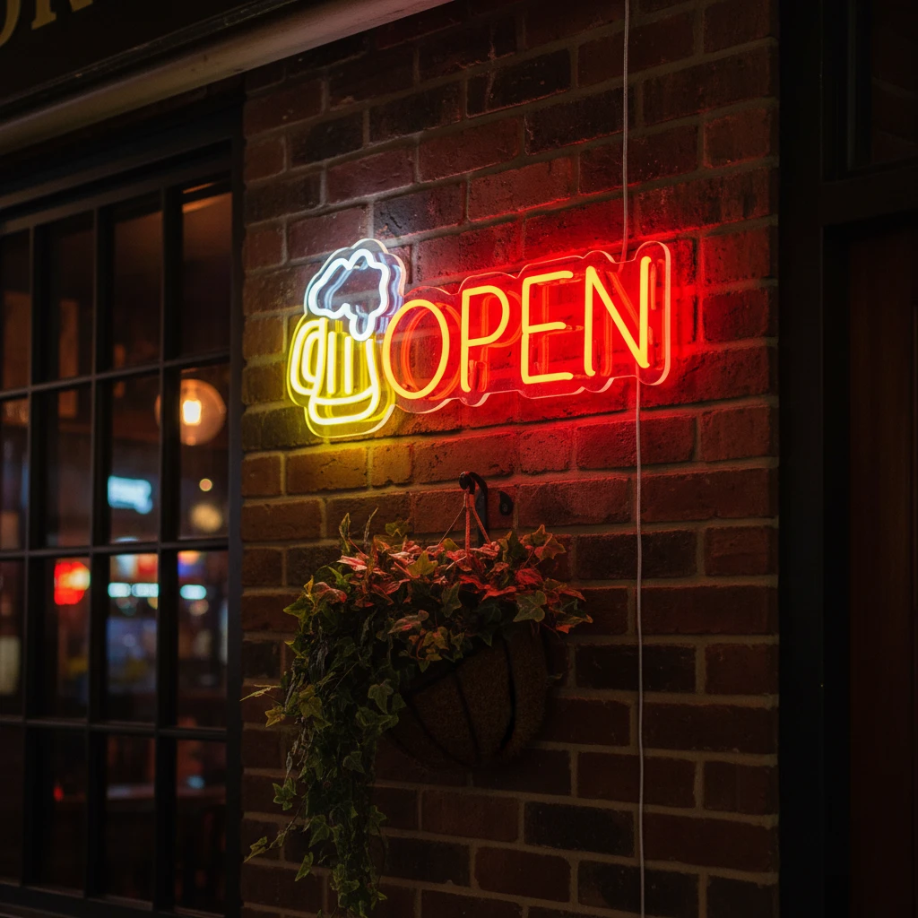 Beer Bar Open Led Light Sign Shop Decor Wall Art Sign by Neonchics