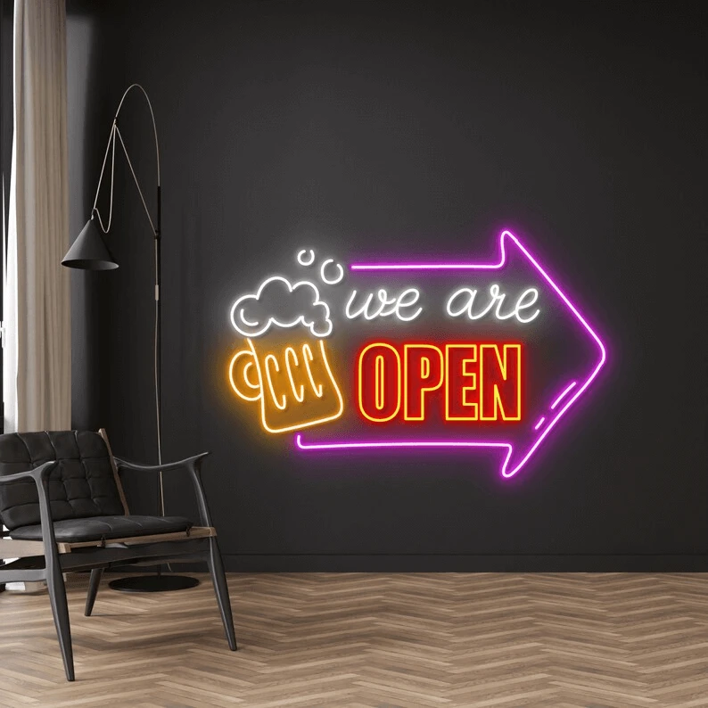 We Are Open Led Sign Beer Open Neon Sign by Neonchics