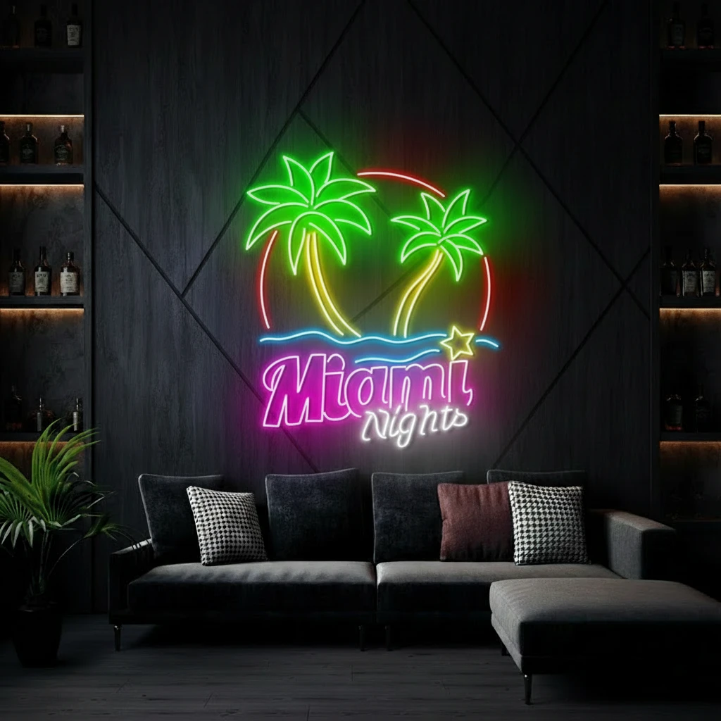 Tropical Miami Nights Neon Wall Decor Sign by Neonchics