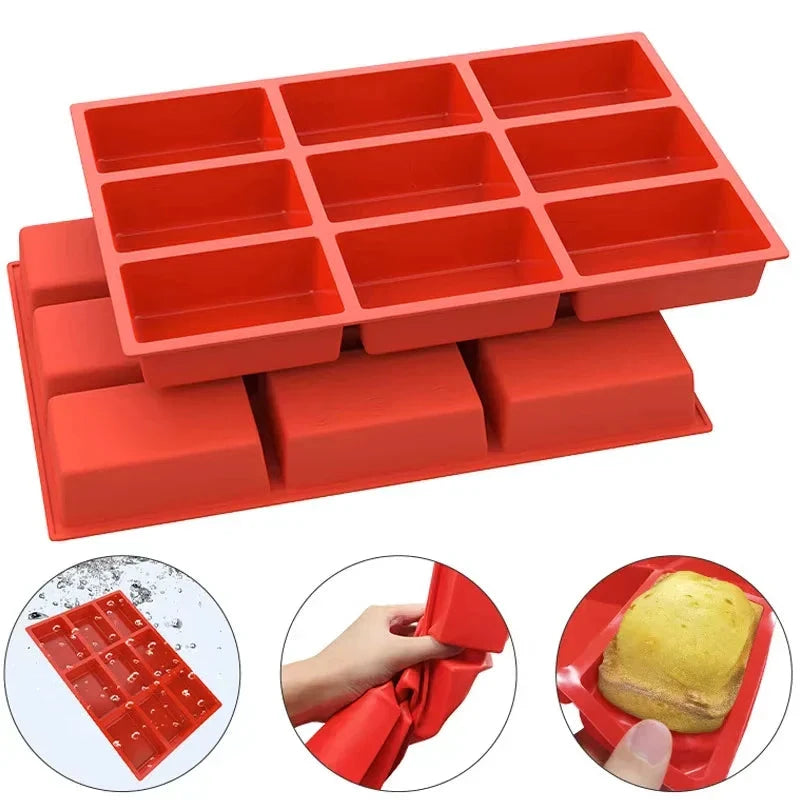 Big 9-Cavity Silicone Mini Loaf Pan Non-Stick Baking Mold by Bowlift
