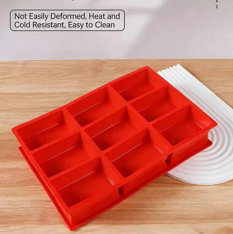 Big 9-Cavity Silicone Mini Loaf Pan Non-Stick Baking Mold by Bowlift