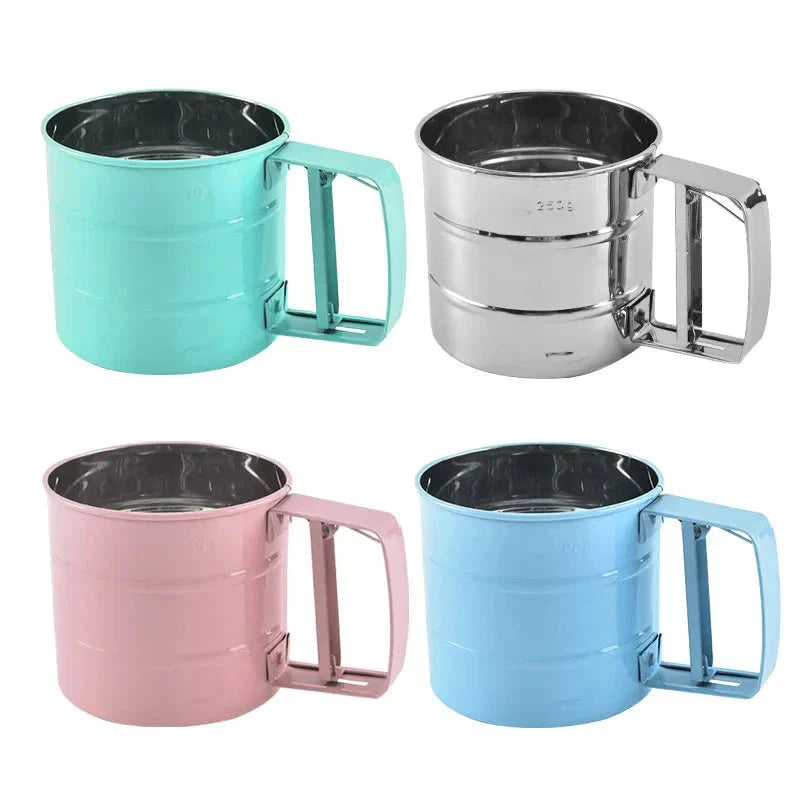 Big Size Stainless Steel Hand-held Semi-automatic Flour Sifter Cup by Bowlift