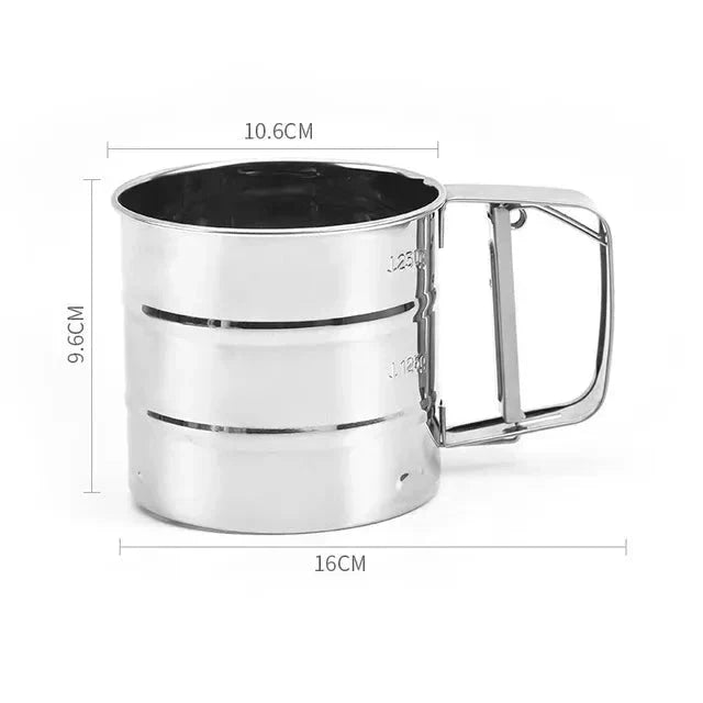 Big Size Stainless Steel Hand-held Semi-automatic Flour Sifter Cup by Bowlift