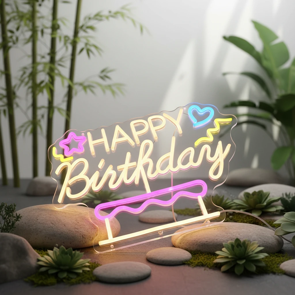 Happy Birthday&Cake Neon Sign by Neonchics