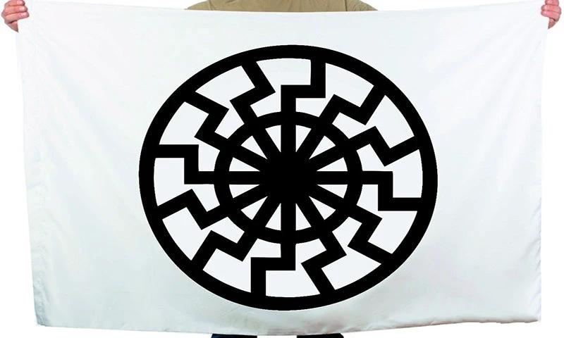 Black Sun Flag--3x5 FT Russian wheel Slavic Kolovrat Runes Banneret Union Banners-идфсл ыгт by flagsshop