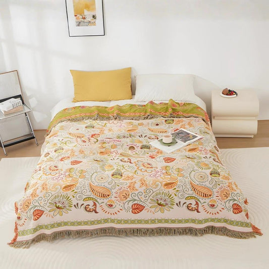 Autumn Leaf Boho Reversible Blanket by Casa & Beyond
