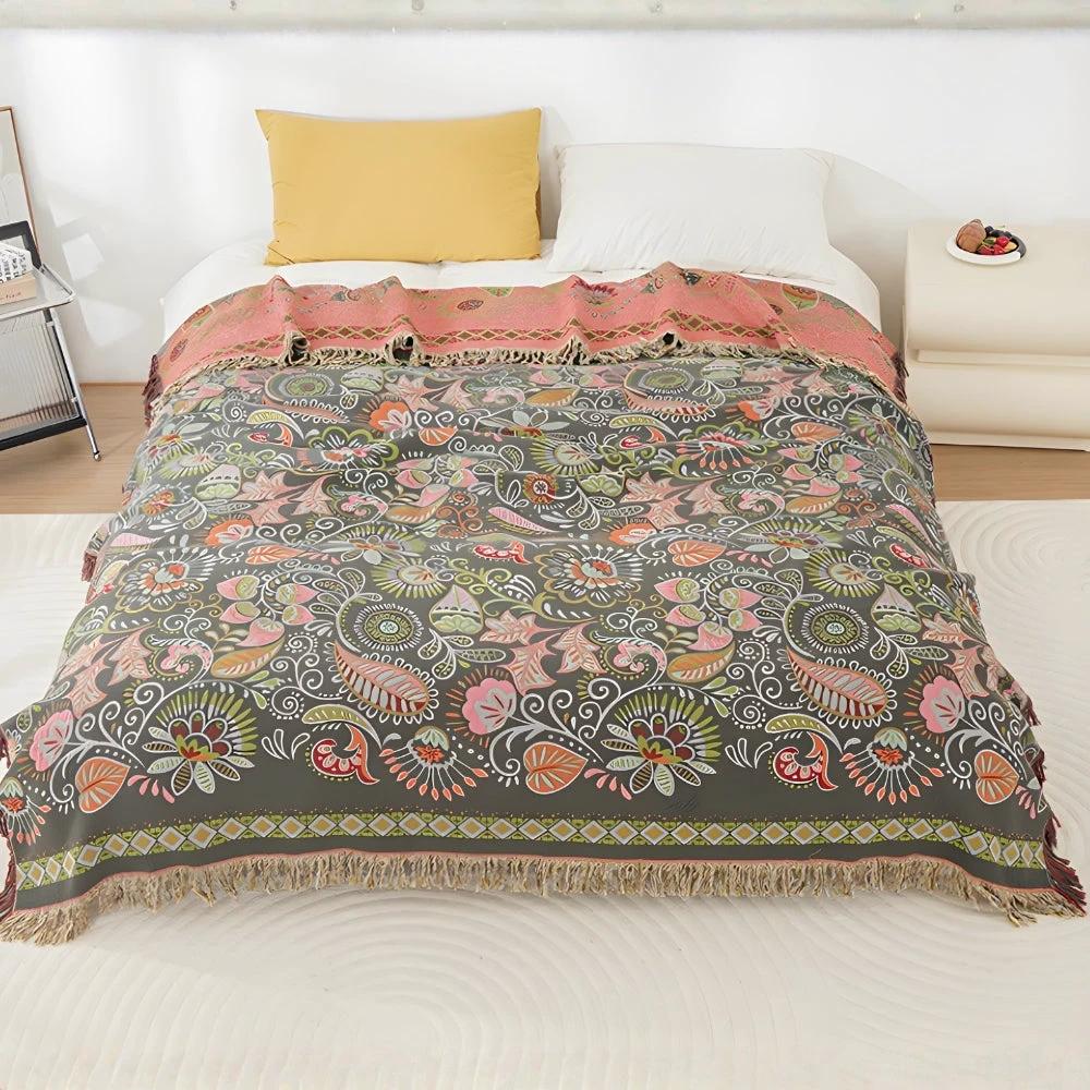 Autumn Leaf Boho Reversible Blanket by Casa & Beyond