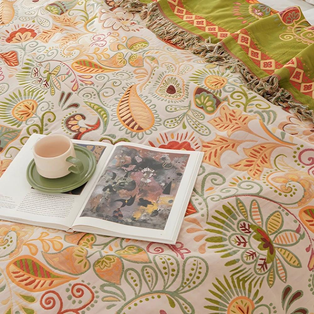 Autumn Leaf Boho Reversible Blanket by Casa & Beyond