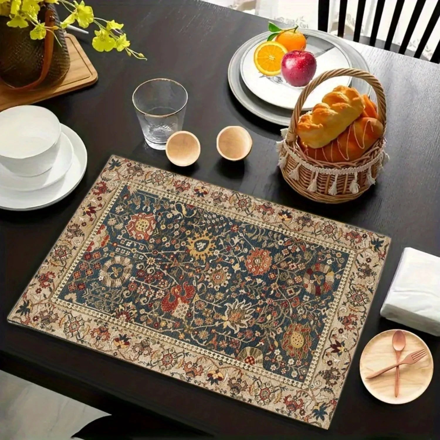 Bohemian Ethnic Woven Placemats Heat-Resistant Kitchen Table Mat by Bowlift