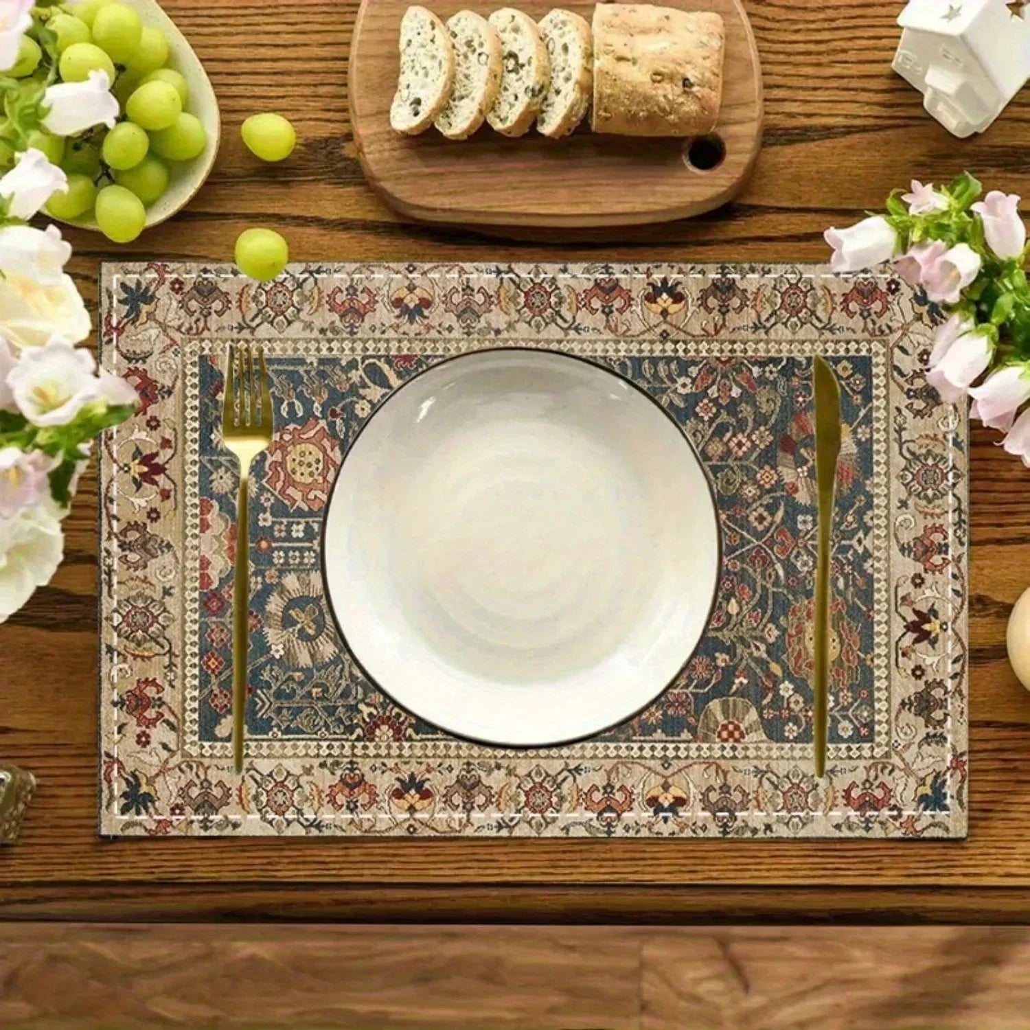 Bohemian Ethnic Woven Placemats Heat-Resistant Kitchen Table Mat by Bowlift