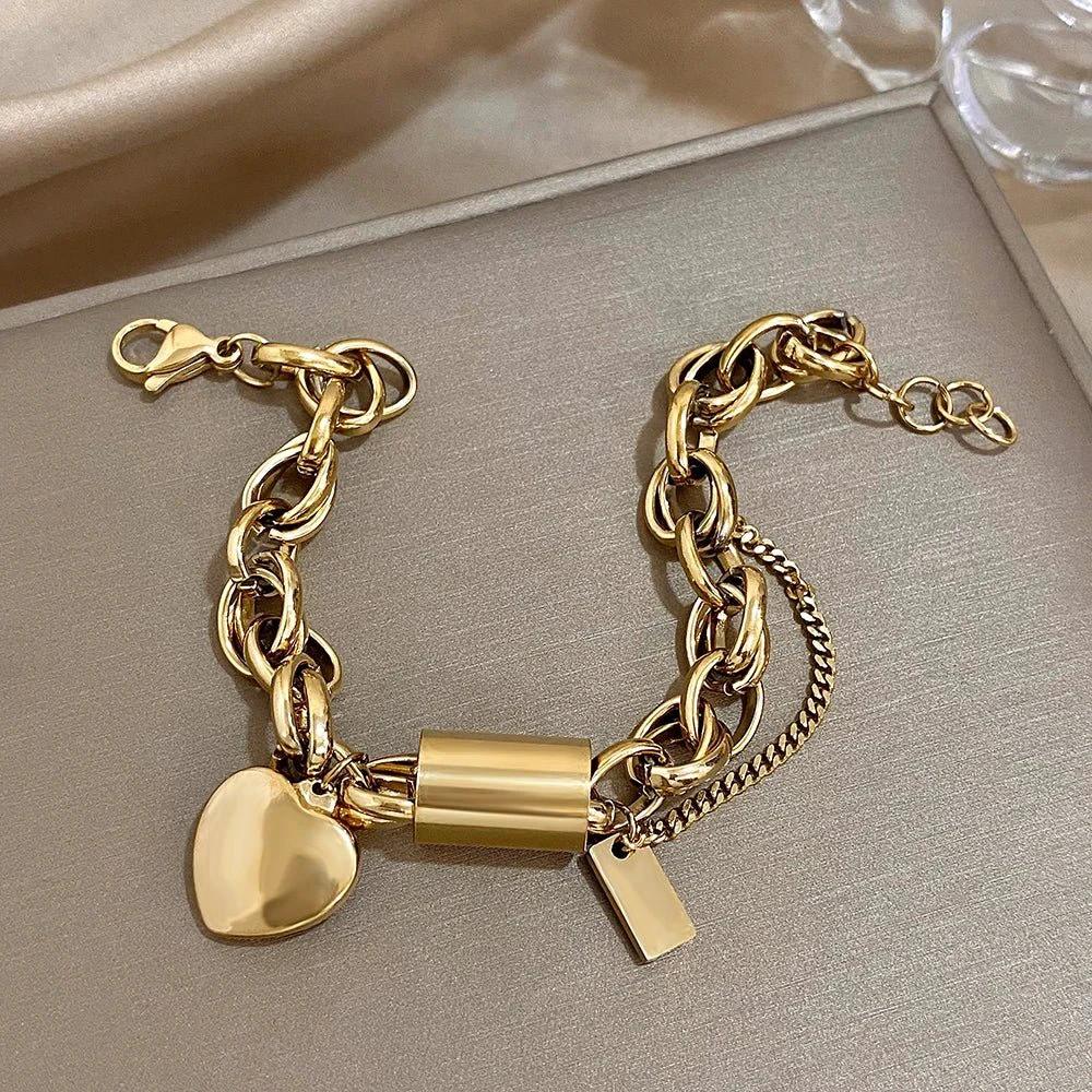 Bold & Chunky Chain Heart Bracelet by BowLift