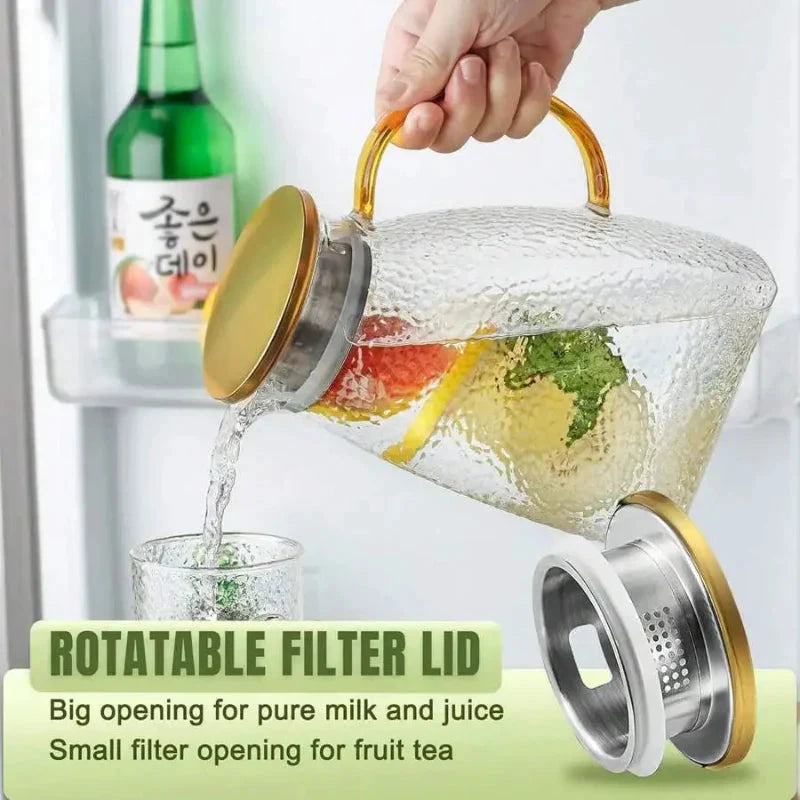 Borosilicate Glass Pitcher With Handle And Lid Ice Tea Glass Pitcher by Bowlift