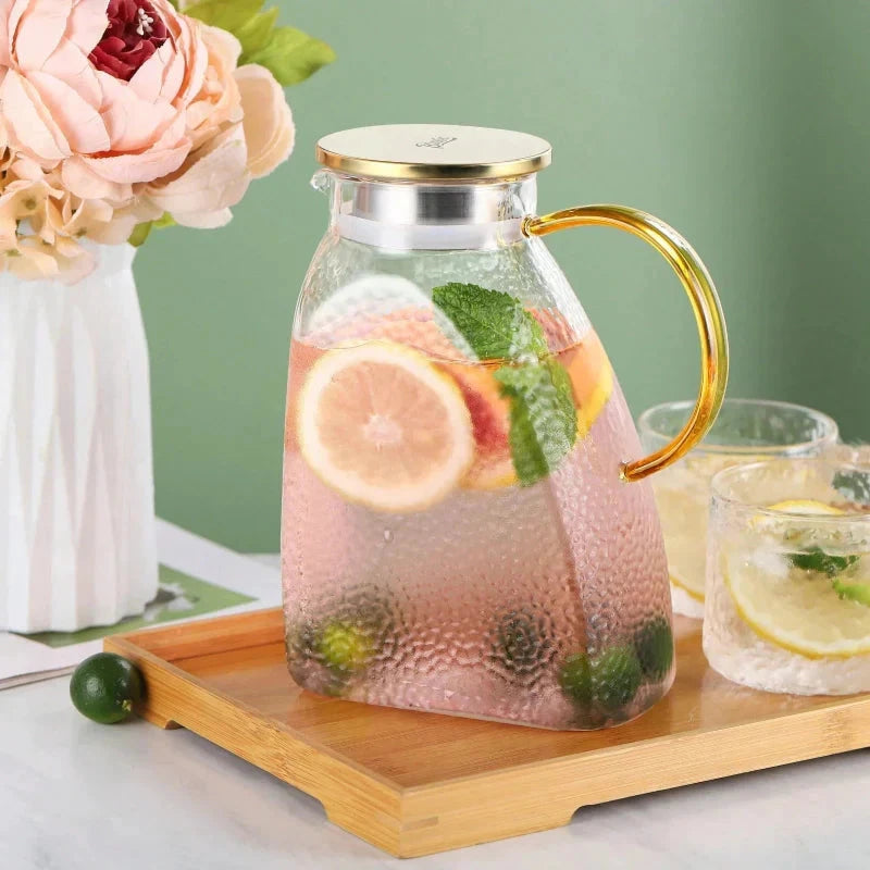 Borosilicate Glass Pitcher With Handle And Lid Ice Tea Glass Pitcher by Bowlift