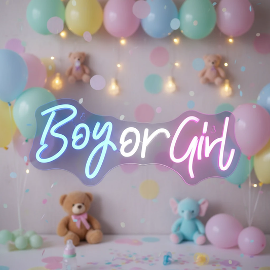 Boy or Girl Neon Sign for Baby Shower&Gender Reveal Party Decor by Neonchics