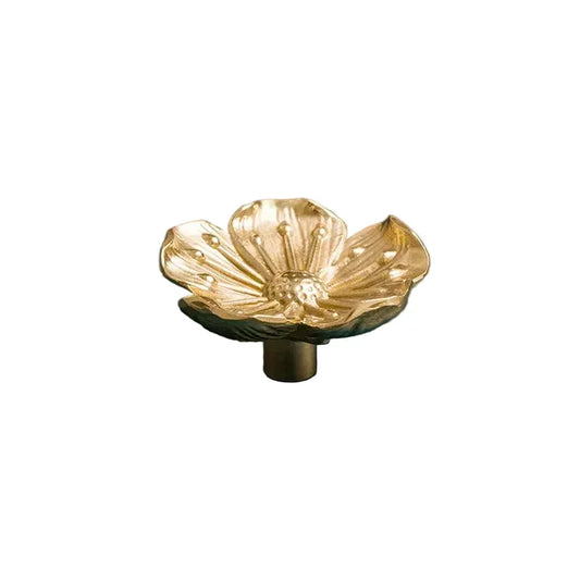 Brass Flower Cabinet Knob Single Hole Drawer Handle Furniture Pulls by Bowlift
