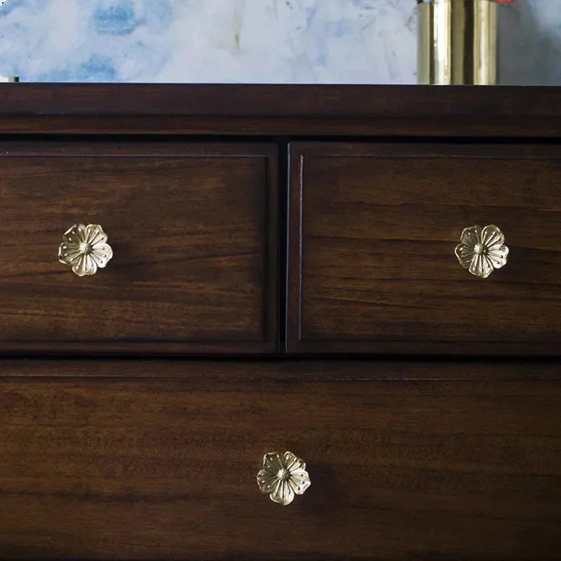Brass Flower Cabinet Knob Single Hole Drawer Handle Furniture Pulls by Bowlift