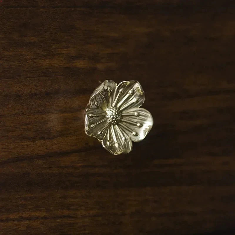 Brass Flower Cabinet Knob Single Hole Drawer Handle Furniture Pulls by Bowlift