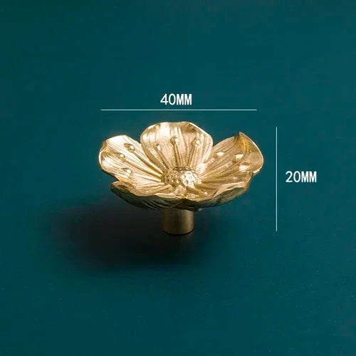 Brass Flower Cabinet Knob Single Hole Drawer Handle Furniture Pulls by Bowlift