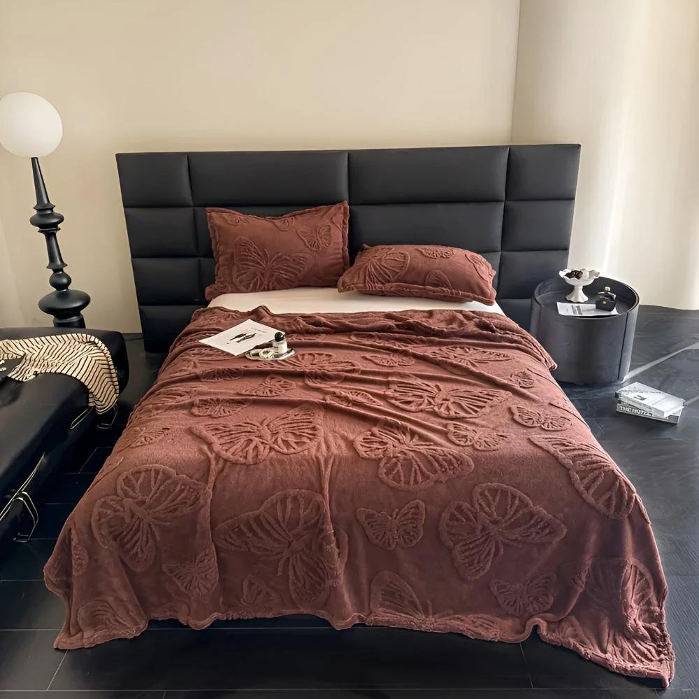 Butterfly Jacquard Flannel Blanket by Casa & Beyond