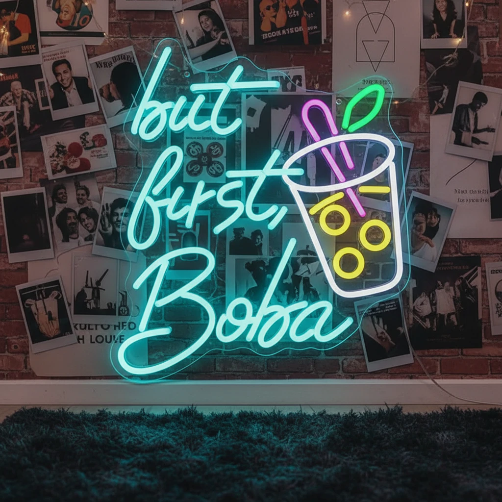 Bubble Tea with Cup Neon Sign by Neonchics